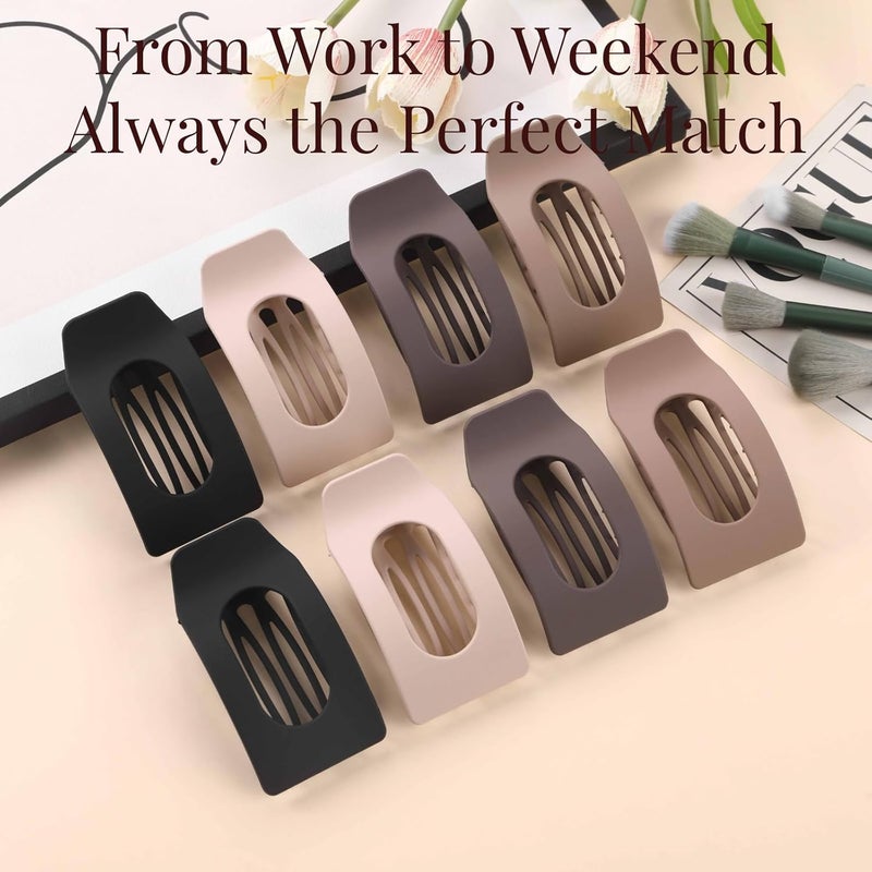 Drealoe 8 Pack Neutral Flat Hair Clips for Women – Large Matte No-Slip Rectangle Claw Clips Thick & Thin Hair in Brown, Black, and Blonde, Strong Hold Square Hair Accessories for Work or Daily Wear - Image 5
